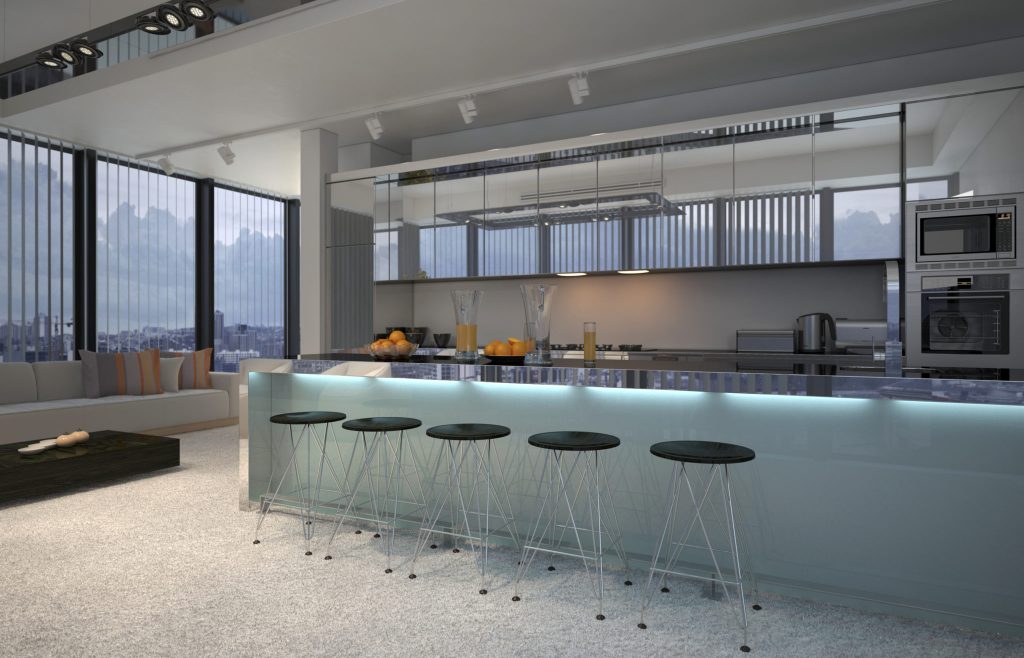 Built-in bars in a kitchen