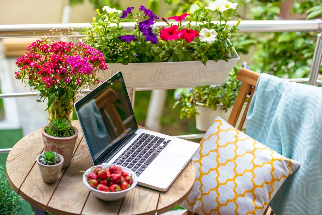 An outdoor office nook